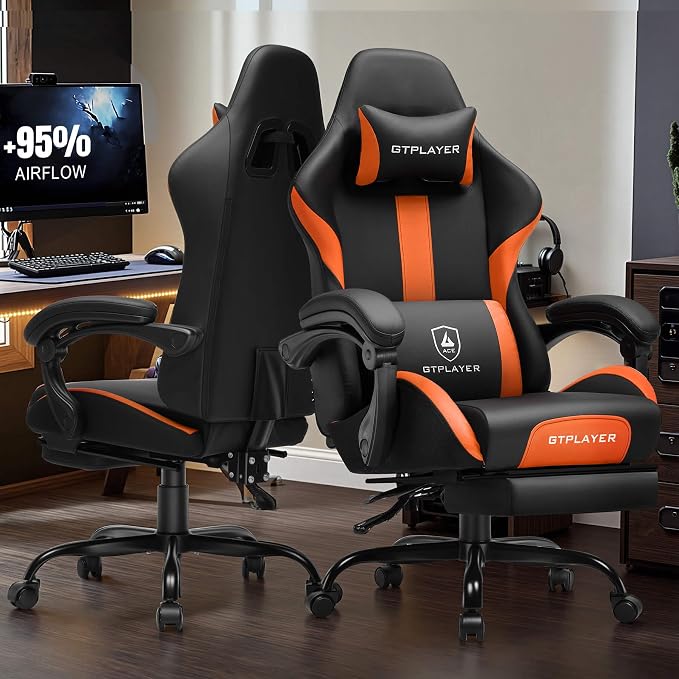 GTPLAYER Gaming Chair with Pocket Spring Cushion, Leather Office Chair with - Image 2