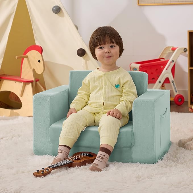 Kids Couch, 2-in-1 Toddler Chair Comfy 1-3 Years, Convertible Kids Chair - Image 2