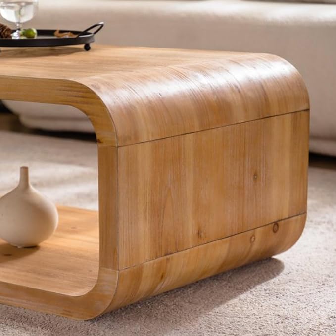 Modern Wood Coffee Table, Rectangular Minimalist Center Table - Image 6