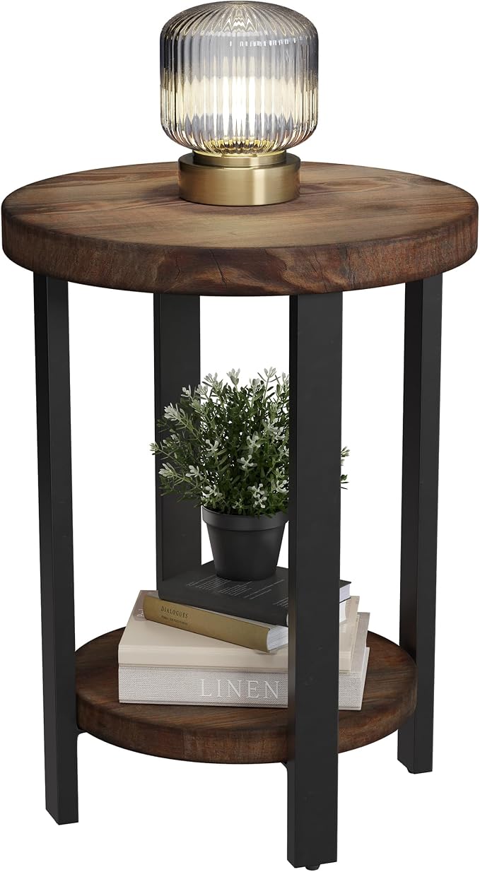 Alaterre Furniture Pomona Living Room 2-Tier Solid Wood Small Round End Table by AlaterreFurniture
