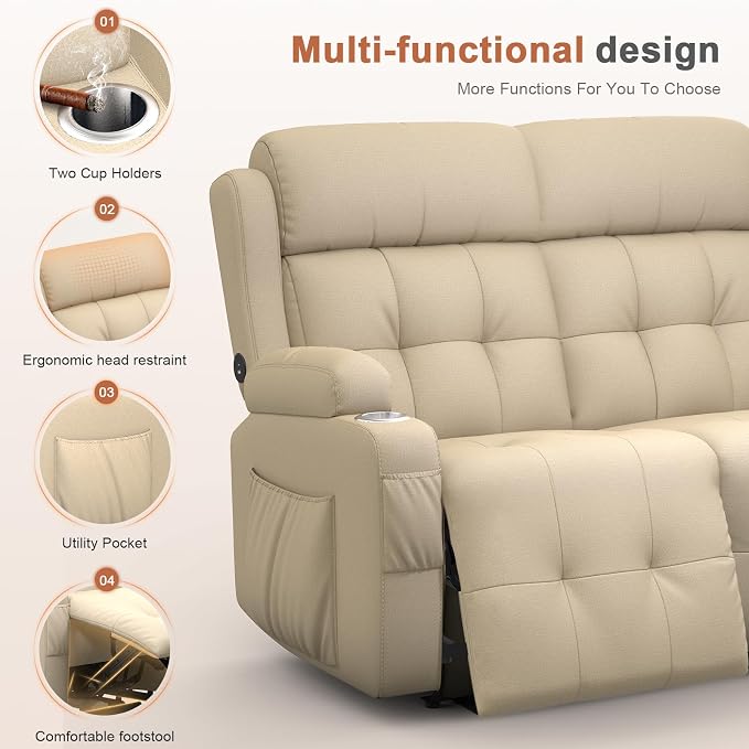 Home Theater Seating Loveseat Recliner Sofa, Wall-Hugger Reclining Couch - Image 3