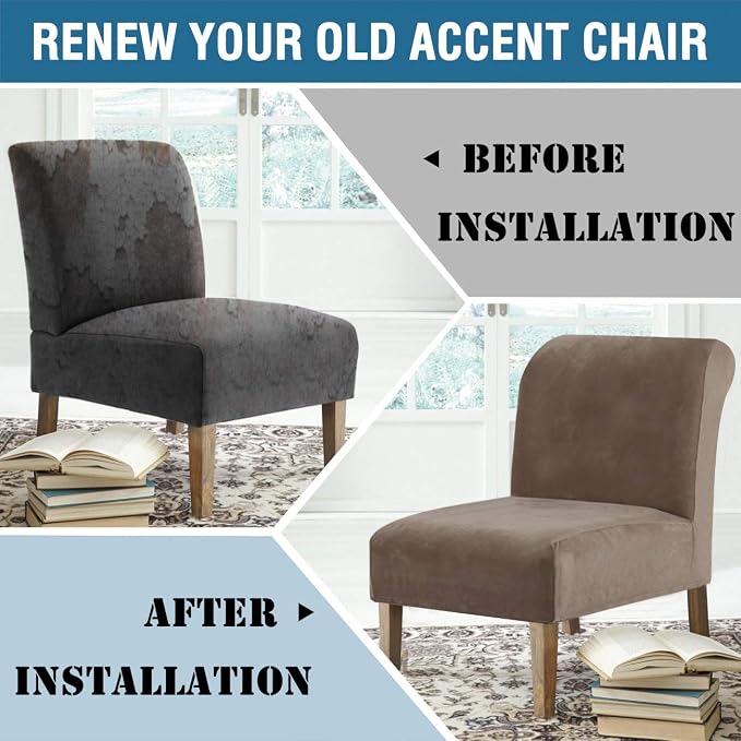 H.VERSAILTEX Armless Accent Chair Covers Thick Velvet Armless Chair Slipcovers - Image 8