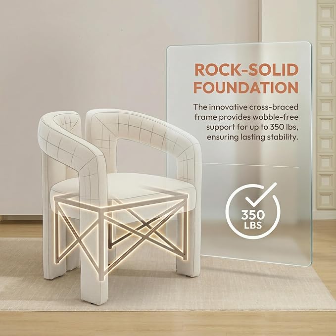 Hyfirm Upholstered Linen Barrel Dining Chairs Set of 4, Modern Accent Kitchen - Image 8