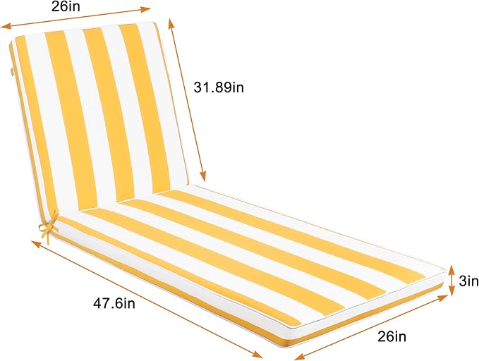 Only choice Chaise Lounge Cushions Outdoor, Fade & Water Resistant Patio Lounge - Image 2