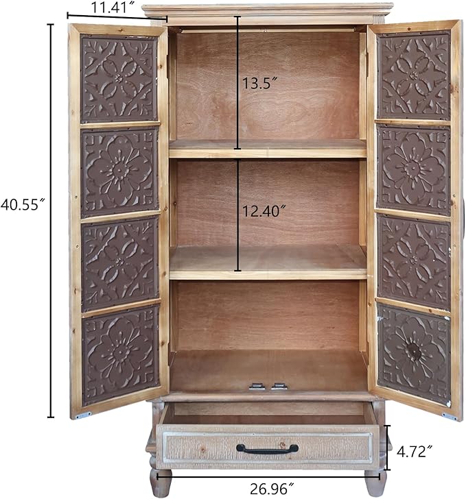 LKTART 55" Tall Vintage Sideboards Carved Wood Buffet Cabinet, Farmhouse Pantry - Image 7