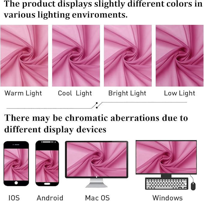 Lecloud Hot Pink Sheer Curtains 54 Inch Length 2 Pcs, Solid Color Voile Modern - Image 4
