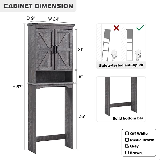ACCOHOHO Over The Toilet Storage Cabinet, Farmhouse Bathroom Cabinet - Image 2