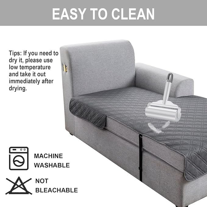 Genina L Shape Couch Cover, Sectional Couch Chaise Covers, Waterproof Washable - Image 6