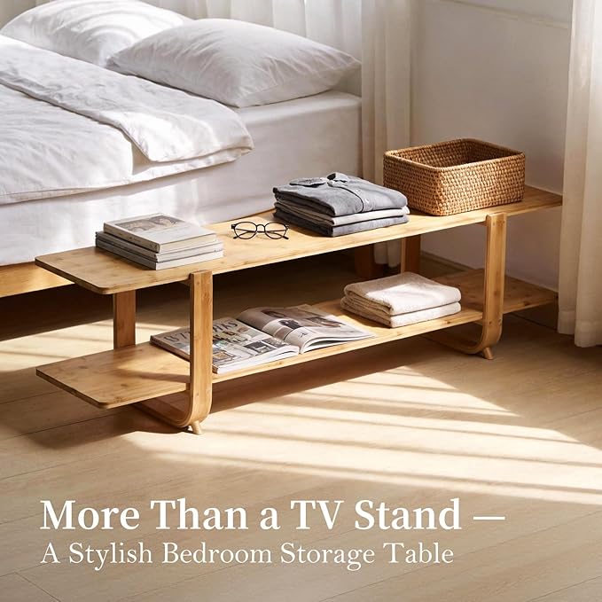 Tiita Bamboo TV Stand for 55 Inch TV, Entertainment Center - Image 4