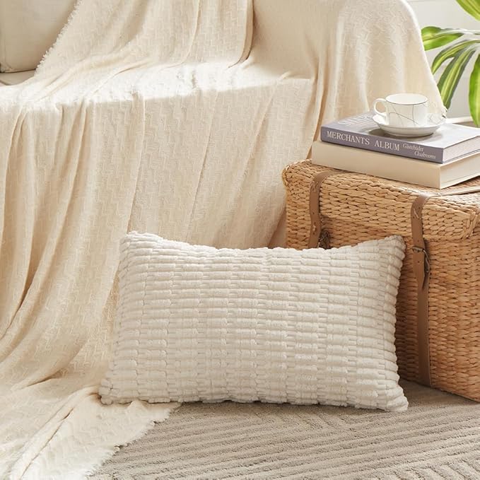 Fancy Homi 4 Packs Boho Cream Decorative Throw Pillow Covers 16x24 Inch - Image 2