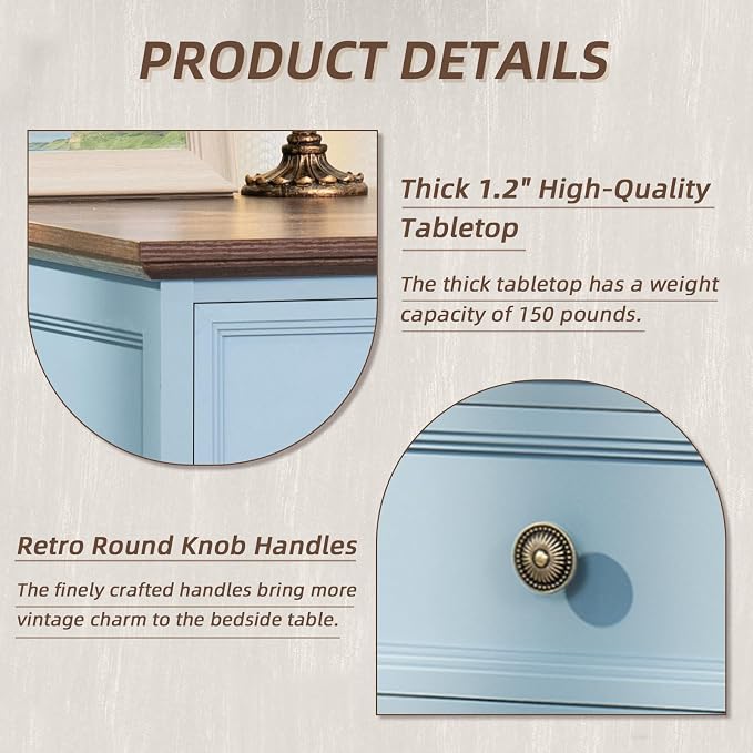 Joaxswe 24" Wide Farmhouse Night Stand Set of 2, Large End Table - Image 7