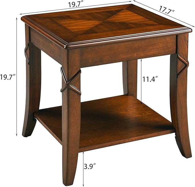 Mid-Century Modern Coffee Table Set of 3, 3-Piece Solid Wood Living Room Table - Image 6