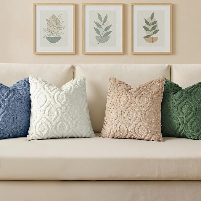 decorUhome Throw Pillow Covers 18x18 Inch Set of 2, Soft Plush Faux Wool Dusty - Image 4