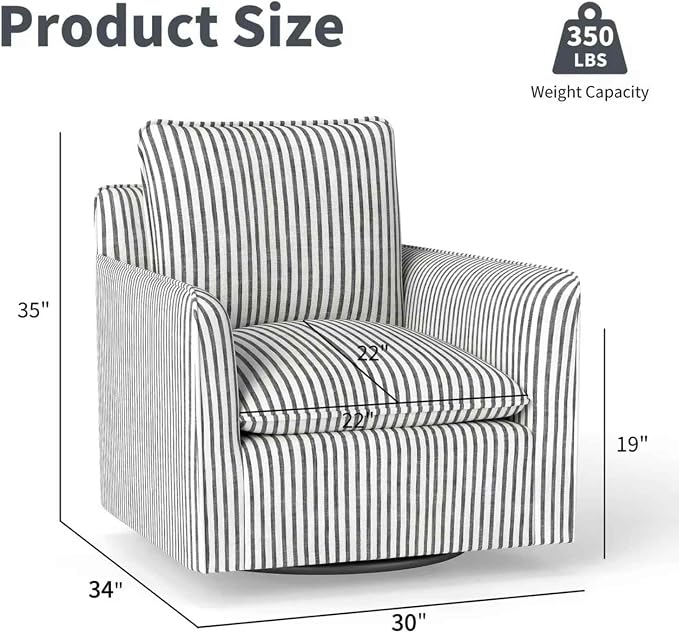 INZOY Swivel Accent Chair Set of 2, Upholstered Square Chair, Swivel Barrel - Image 2
