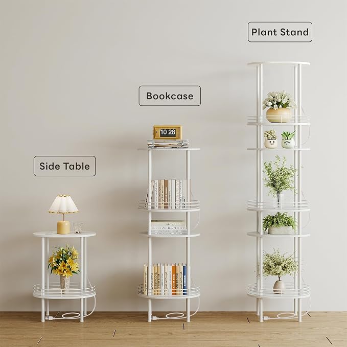 DGSANDGO White Side Table with Charging Station, Side Tables Living Room - Image 5