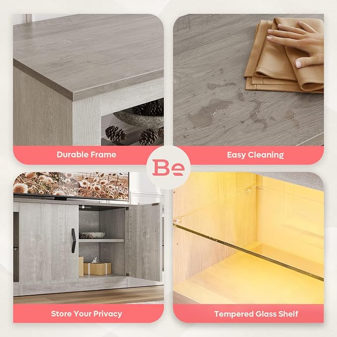 Bestier 70 Inch Led TV Stand for 75 Inch TV Large Entertainment Center Gaming - Image 5