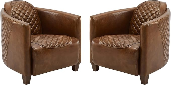 Art Leon Genuine Leather Chair, Mid Century Industrial Accent Arm Chair by ArtLeon