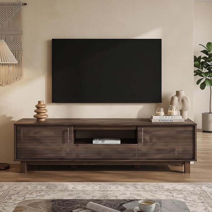 Marsail Mid Century Modern TV Stand up to 65 Inches, Fluted Entertainment Center - Image 3
