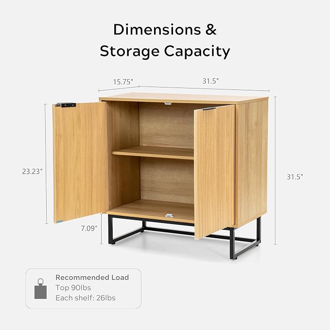 EYYTHUNG Fluted Storage Cabinets Set of 3, Sideboard Buffet Cabinets - Image 3