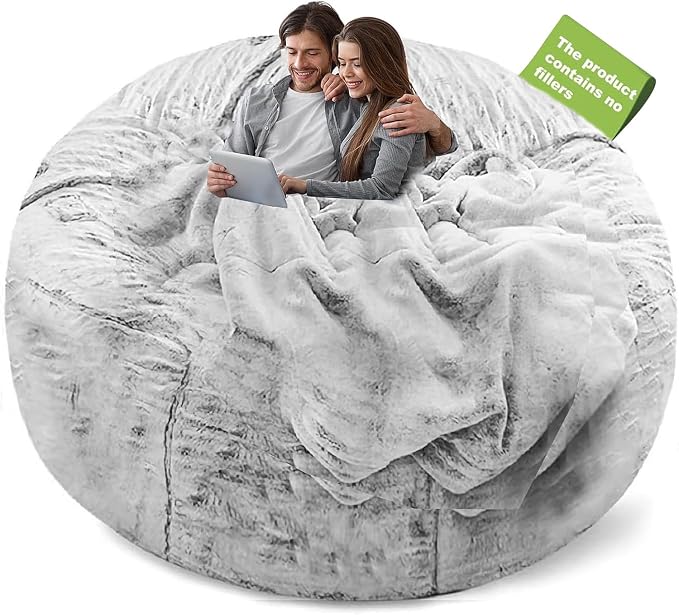 YudouTech (No Filler Bean Bag Chair Cover Without Filler, Big Round Soft Fluffy by YudouTech