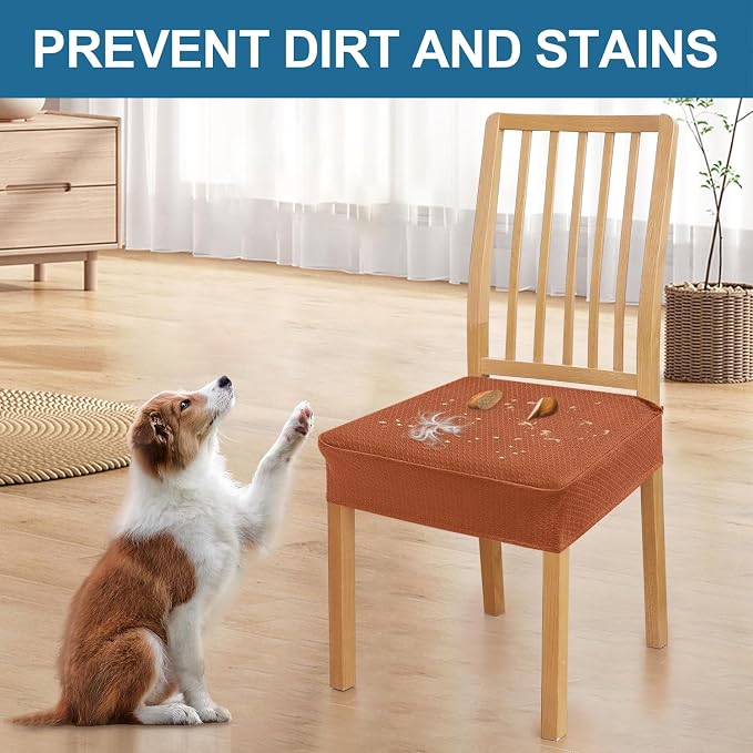 Smiry Waterproof Seat Covers for Dining Room Chairs Set of 2, Stretch Jacquard - Image 6