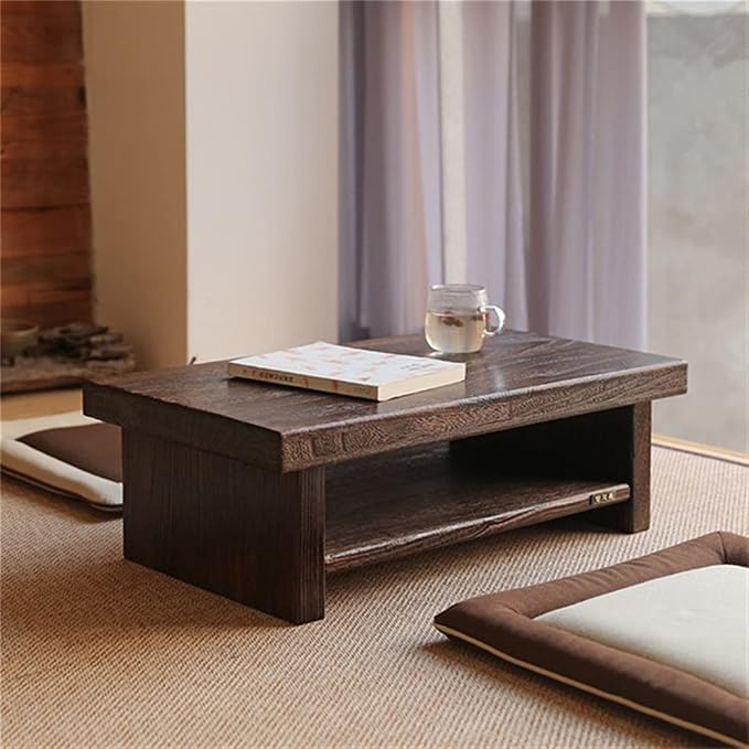 Side Table Asian Antique Furniture Japanese Floor Tea Table Rectangle Living - Image 2