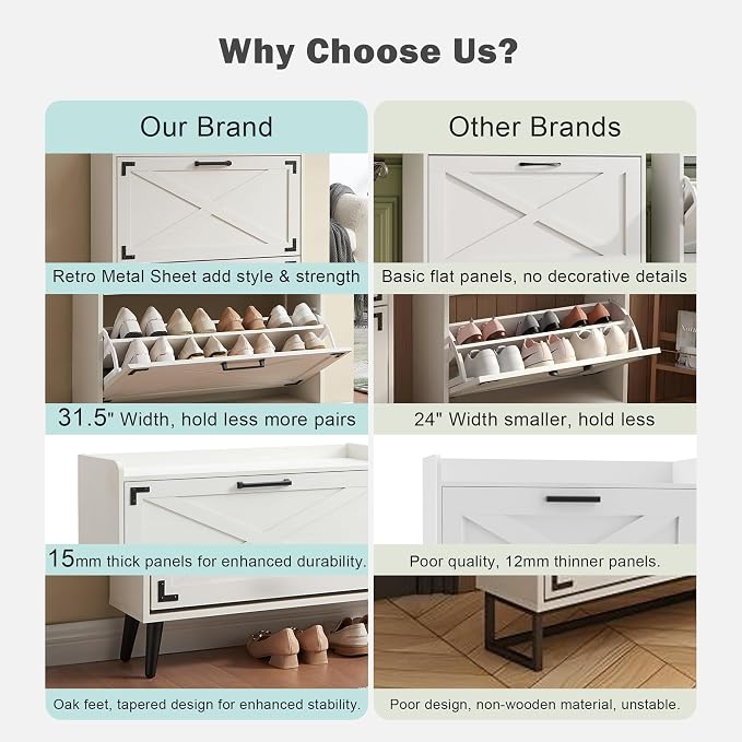 Barnyatoh Shoe Storage Cabinet, Farmhouse Shoe Organizer - Image 8