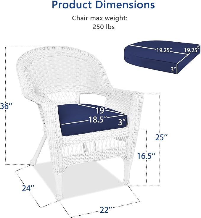Jeco Wicker Chair with Blue Cushion - Image 3