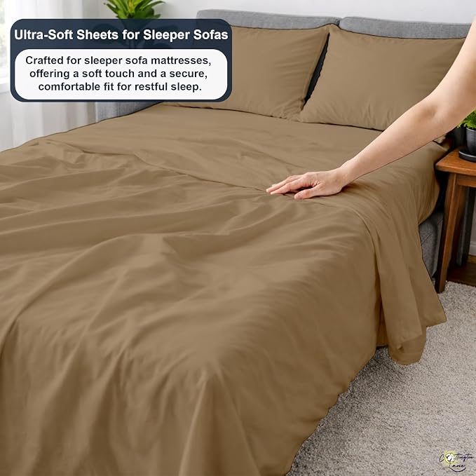 Cottington Lane Sleeper Sofa Sheets Full Size, 4 Piece Premium Quality 100% - Image 3
