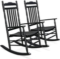 VINGLI Wooden Rocking Chair Outdoor Set of 2, Patio Rockers by VINGLI