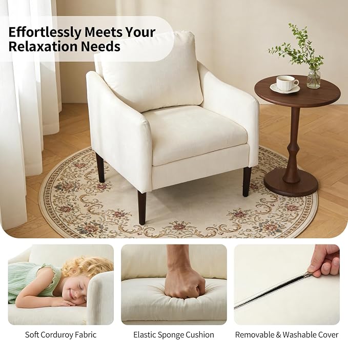 Mid Century Modern Accent Chair, Chenille Fabric Armchair - Image 7
