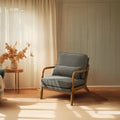 Bonnlo Linen Dark Grey Mid Century Modern Accent Chair, Soild Wood Padding by Bonnlo