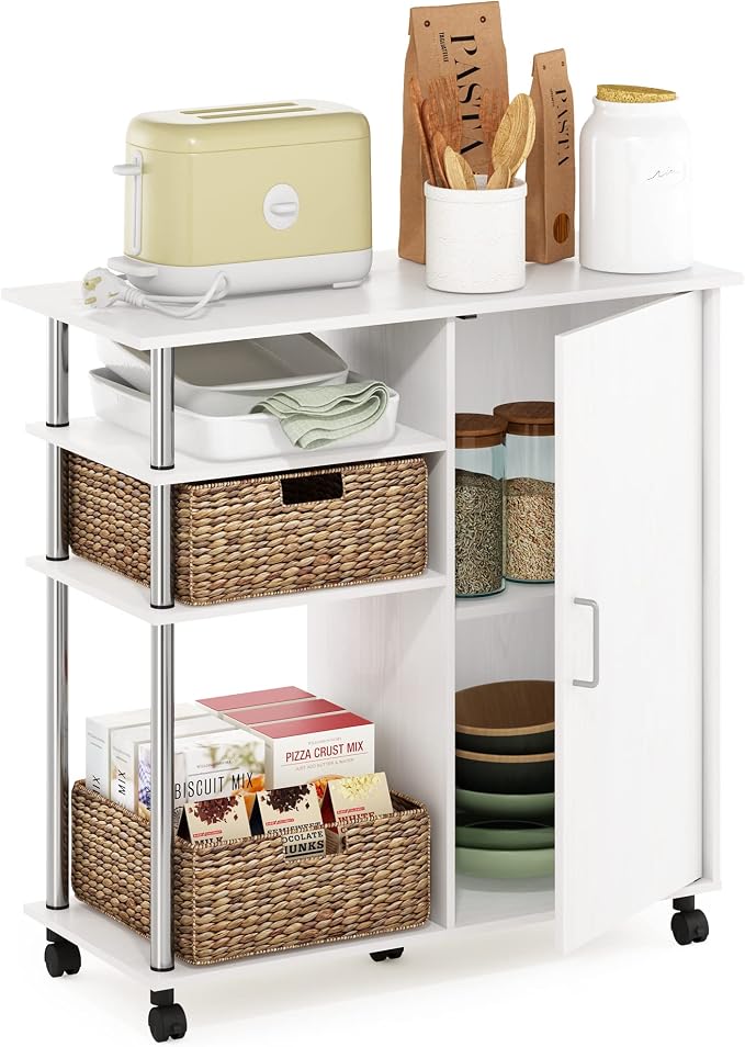 Furinno Helena Rolling Cart, 4-Tier Rolling Utility Cart - Image 3