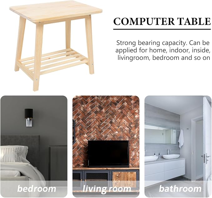 PRETYZOOM Nordic Style Small Solid Wood Sofa Side Table Living Room Coffee - Image 4