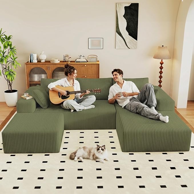 95" Cloud Sectional Couch U-Shaped Chaise - Image 6