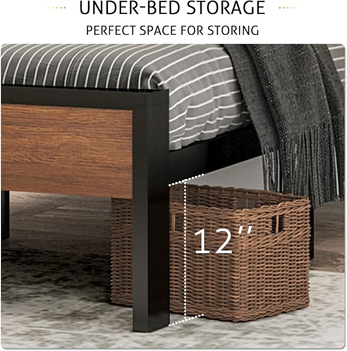SHA CERLIN 14 Inch Queen Size Metal Platform Bed Frame - Image 4
