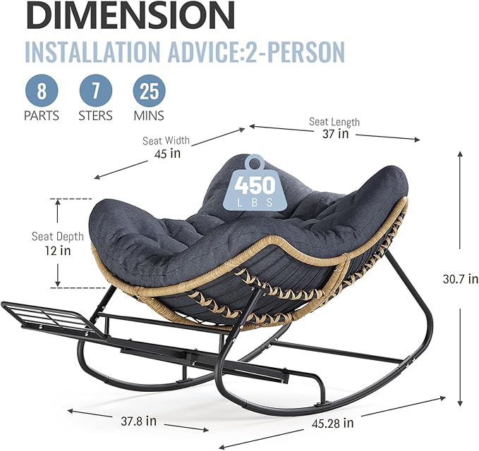 SWITTE Outdoor Papasan Rocking Chair - Image 2