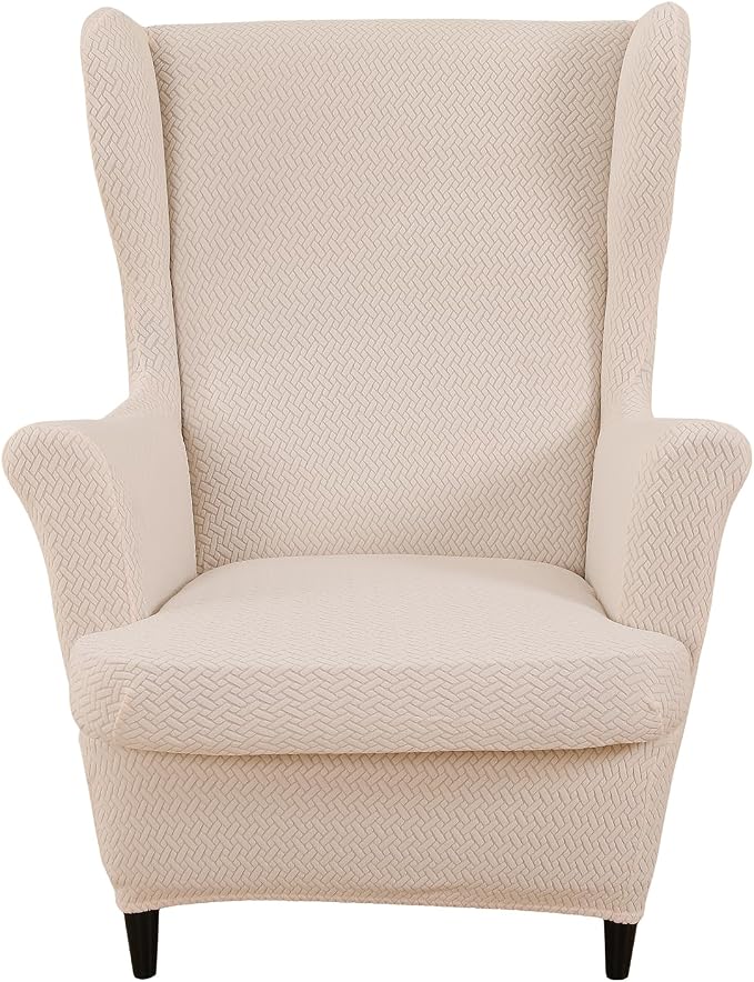 HAOYONG Jacquard Wingback Chair Cover Thickening Armchair Covers 2 Pieces by HAOYONG