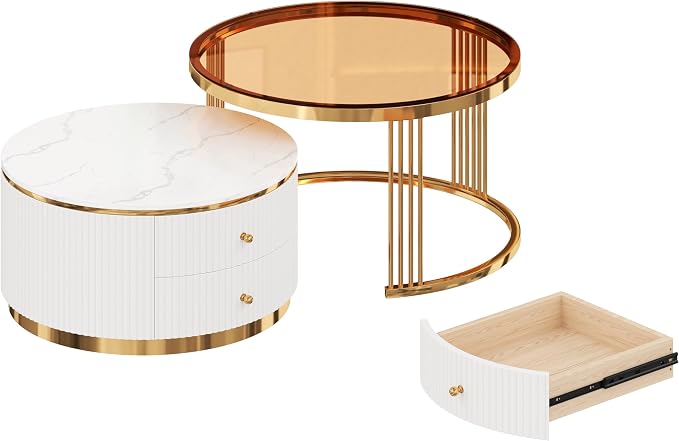Merax 2-Piece Round Nesting Coffee Table Set - Image 12