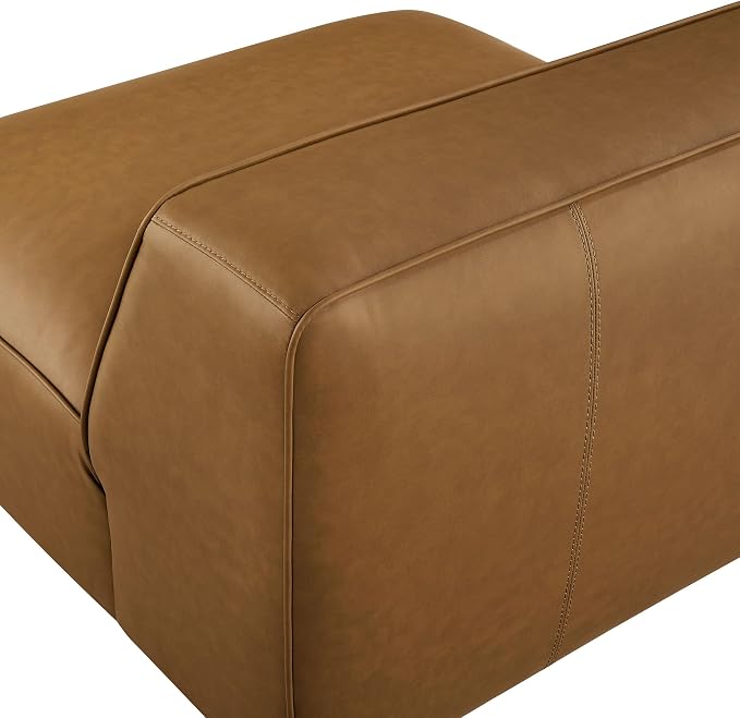 Modway Auren Vegan Leather Modular Armless Chair in Camel - Image 9