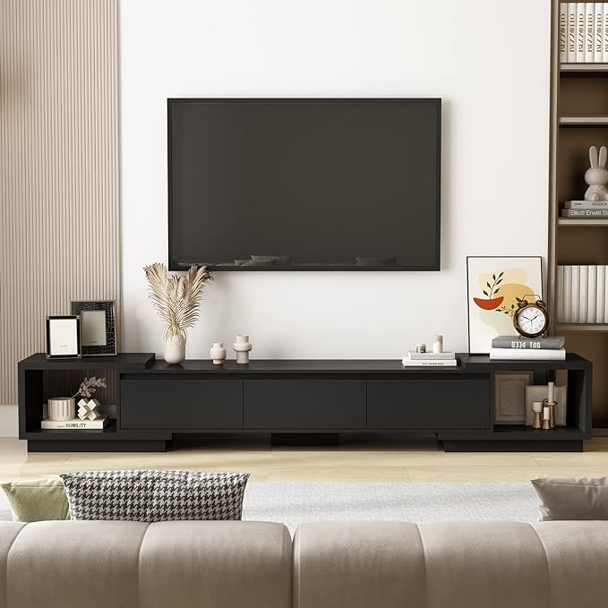 AGOTENI Expandable TV Stand Media Console Table, Modern Entertainment Center by AGOTENI