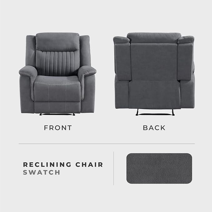 Lexicon Manual Recliner Chair, Polished Microfiber Reclining Sofa Chair - Image 6