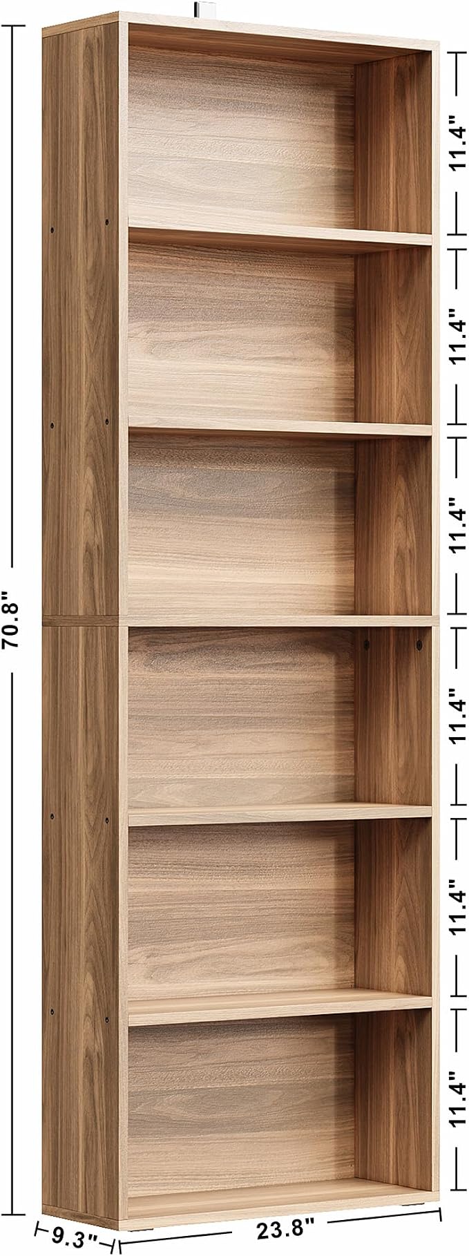 IRONCK Bookshelves and Bookcases Floor Standing 6 Tiers Display Storage Shelves - Image 3