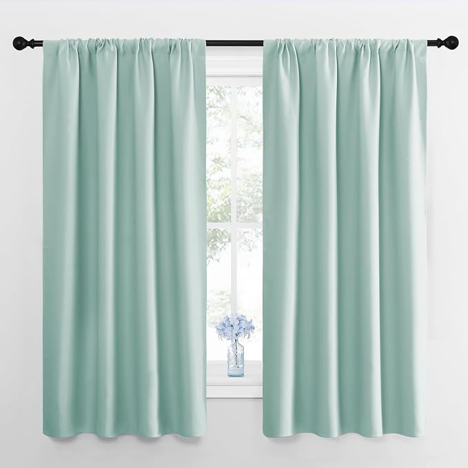 NICETOWN Window Curtains for Bedroom, Aqua Blue, 2 Panels, W42 x L48 -Inch by NICETOWN