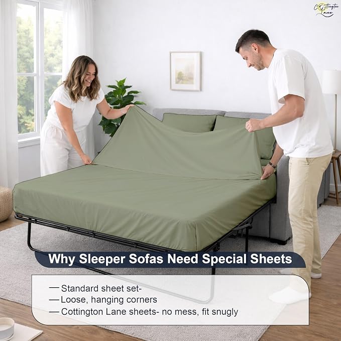 Cottington Lane Sleeper Sofa Sheets Queen Size, 4 Piece Premium Quality 100% - Image 8