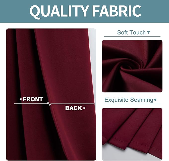 ChrisDowa Burgundyout Curtains 70 inches Wide - Image 3
