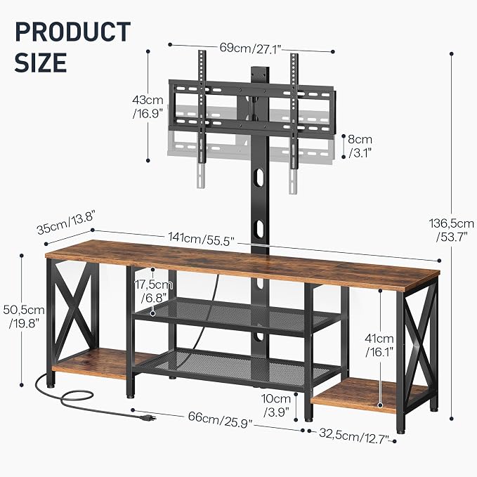 HOOBRO TV Stand with Mount and Power Outlet, LED Entertainment Center with - Image 5