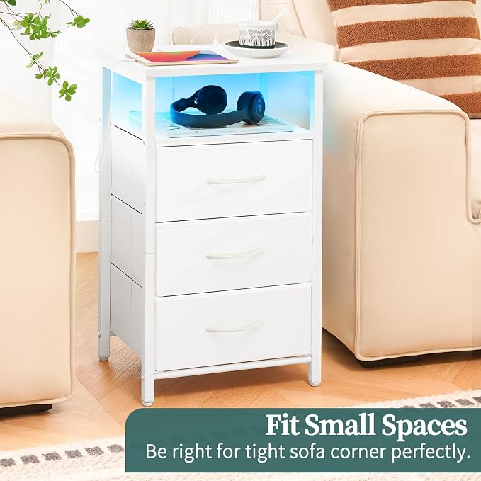 Yoobure Night Stand with Charging Station, 16 Colors LED Nightstand with USB - Image 7