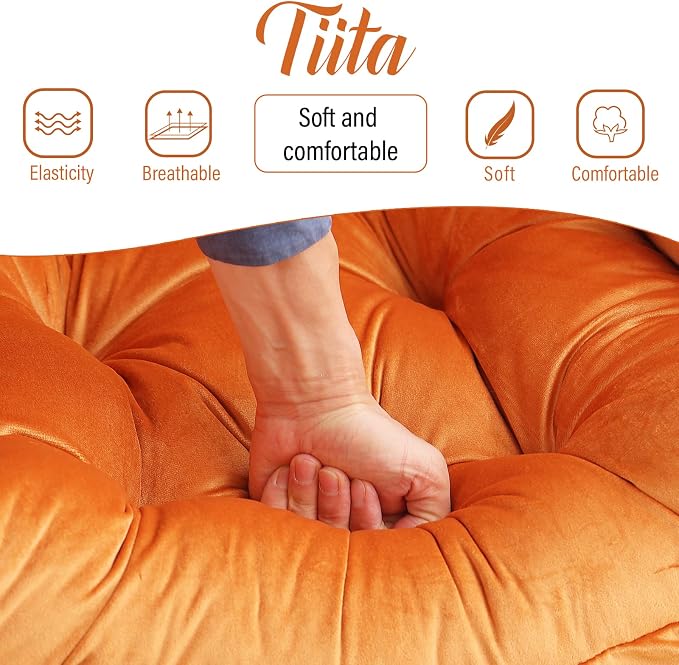 Tiita Lazy Chair with Ottoman, Comfy Leisure Sofa Reading Chair with Footrest - Image 9