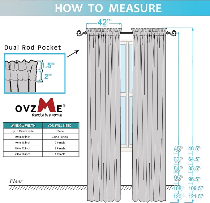 OVZME Light Green Sheer Curtains 63 inch Length 2 Panels Set - Image 7